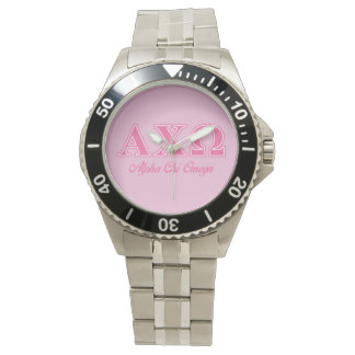 Alphi Chi Omega roze letters Horloge