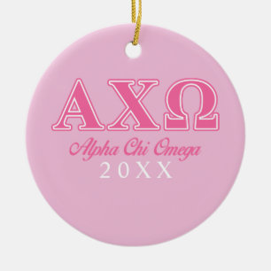 Alphi Chi Omega roze letters Keramisch Ornament