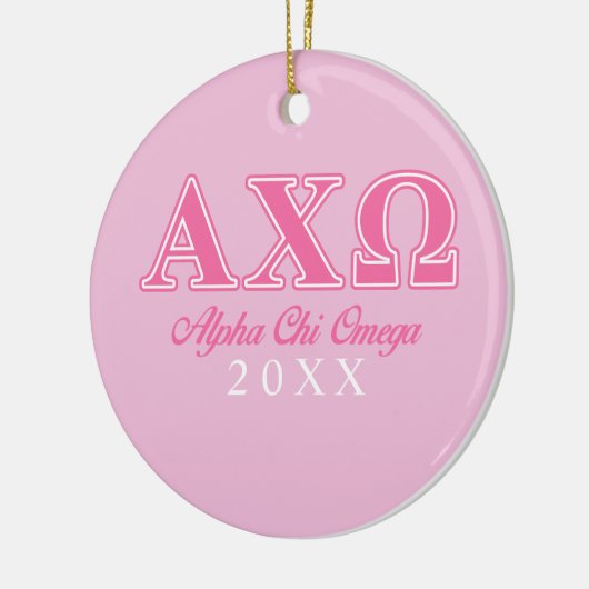Alphi Chi Omega roze letters Keramisch Ornament (Links)