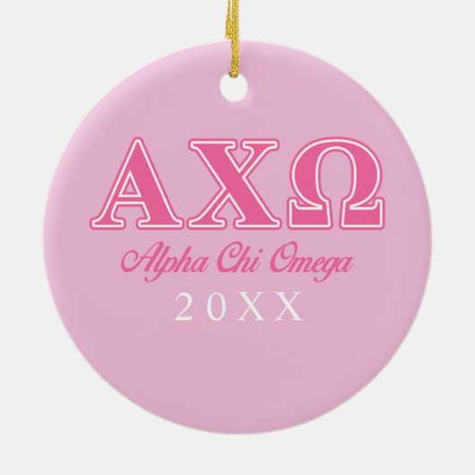 Alphi Chi Omega roze letters Keramisch Ornament (Achterkant)