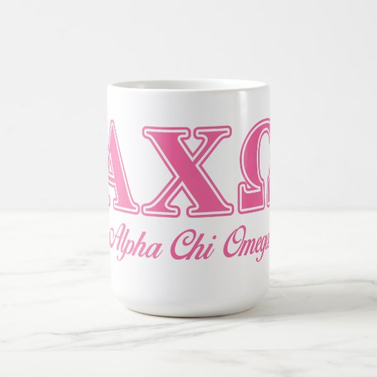 Alphi Chi Omega roze letters Koffiemok (Center)