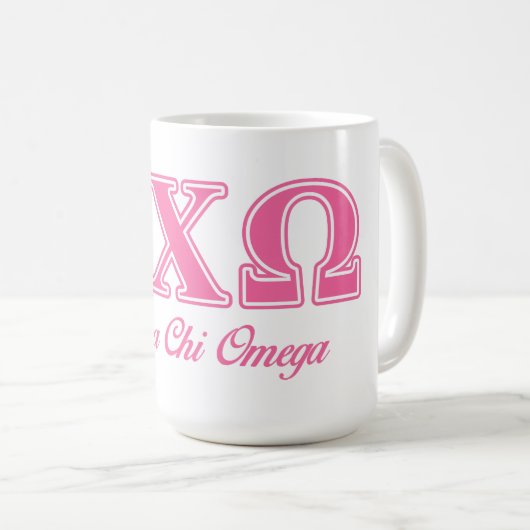 Alphi Chi Omega roze letters Koffiemok (Voorkant rechts)