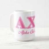 Alphi Chi Omega roze letters Koffiemok (Voorkant links)