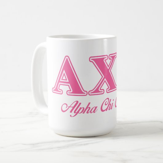 Alphi Chi Omega roze letters Koffiemok (Voorkant links)
