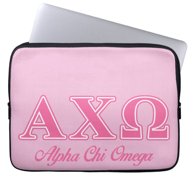 Alphi Chi Omega roze letters Laptop Sleeve (Voorkant)