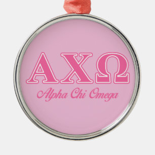 Alphi Chi Omega roze letters Metalen Ornament