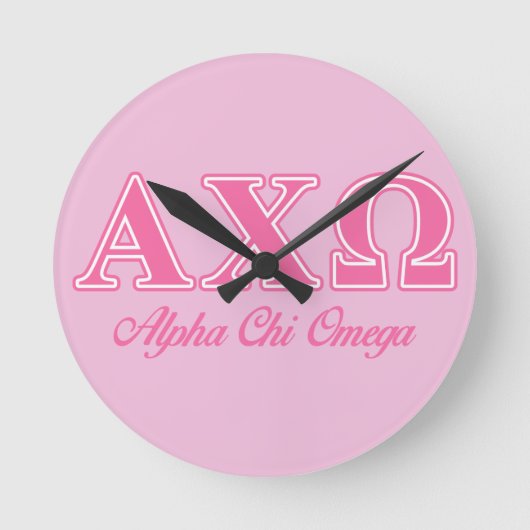 Alphi Chi Omega roze letters Ronde Klok (Voorkant)