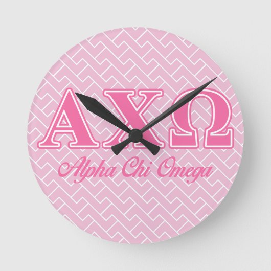 Alphi Chi Omega roze letters Ronde Klok (Voorkant)