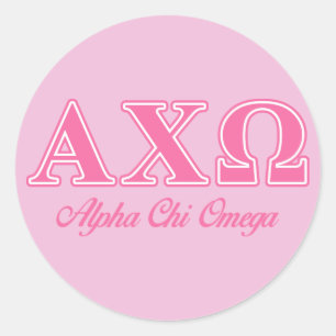 Alphi Chi Omega Roze Letters Ronde Sticker