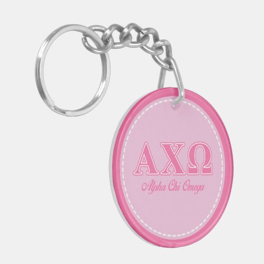 Alphi Chi Omega roze letters Sleutelhanger (Voorkant Links)