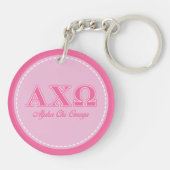 Alphi Chi Omega roze letters Sleutelhanger (Achterkant)