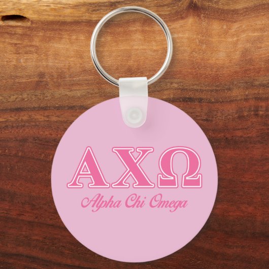 Alphi Chi Omega roze letters Sleutelhanger (Voorkant)