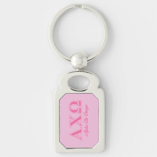 Alphi Chi Omega roze letters Sleutelhanger (Voorkant)