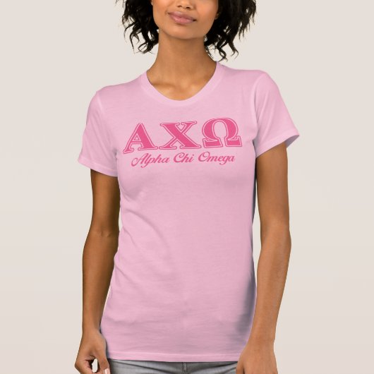 Alphi Chi Omega roze letters T-shirt (Voorkant)