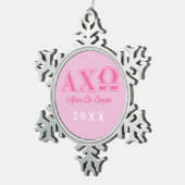 Alphi Chi Omega roze letters Tin Sneeuwvlok Ornament (Rechts)