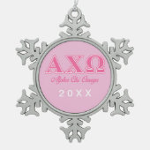 Alphi Chi Omega roze letters Tin Sneeuwvlok Ornament (Voorkant)