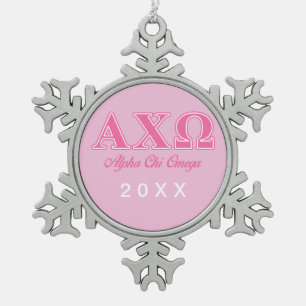 Alphi Chi Omega roze letters Tin Sneeuwvlok Ornament