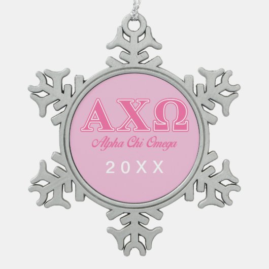 Alphi Chi Omega roze letters Tin Sneeuwvlok Ornament (Voorkant)