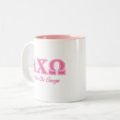 Alphi Chi Omega roze letters Tweekleurige Koffiemok (Voorkant links)