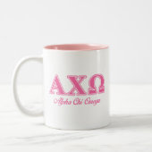 Alphi Chi Omega roze letters Tweekleurige Koffiemok (Links)