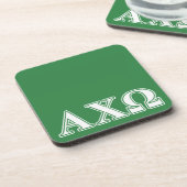 Alphi Chi Omega White en Green Letters Bier Onderzetter (Linkerzijde)