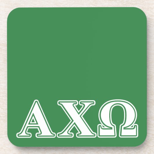 Alphi Chi Omega White en Green Letters Bier Onderzetter (Voorkant)