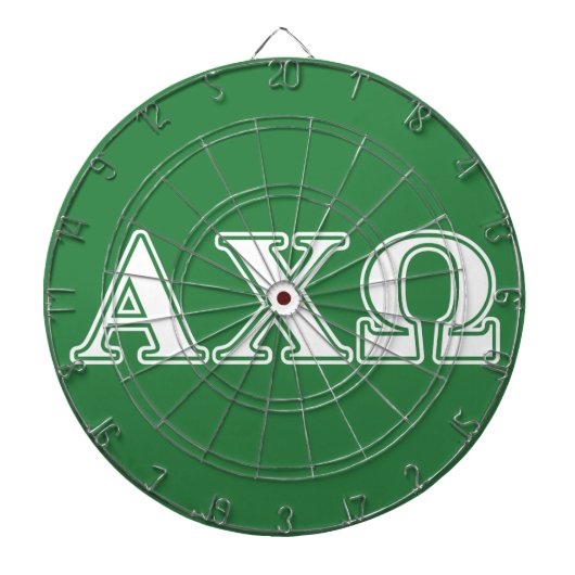 Alphi Chi Omega White en Green Letters Dartbord (Voorkant)