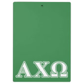 Alphi Chi Omega White en Green Letters Klembord (Achterkant)