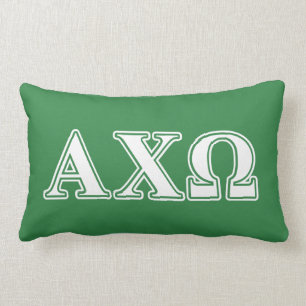 Alphi Chi Omega White en Green Letters Kussen