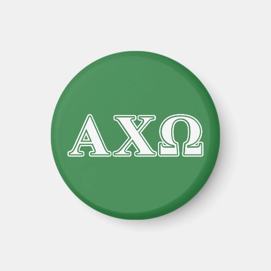 Alphi Chi Omega White en Green Letters Magneet (Voorkant)