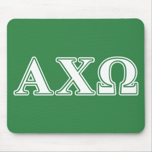 Alphi Chi Omega White en Green Letters Muismat