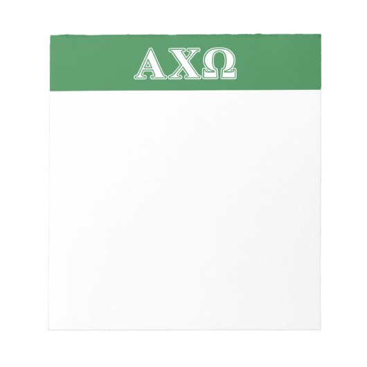 Alphi Chi Omega White en Green Letters Notitieblok (Voorkant)