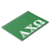 Alphi Chi Omega White en Green Letters Notitieboek (Linkerzijde)