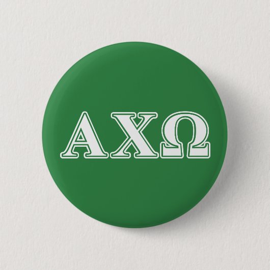 Alphi Chi Omega White en Green Letters Ronde Button 5,7 Cm (Voorkant)