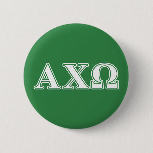 Alphi Chi Omega White en Green Letters Ronde Button 5,7 Cm
