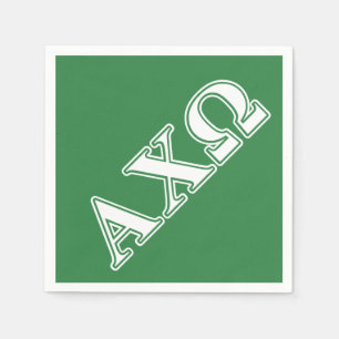 Alphi Chi Omega White en Green Letters Servetten