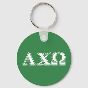 Alphi Chi Omega White en Green Letters Sleutelhanger