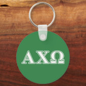 Alphi Chi Omega White en Green Letters Sleutelhanger (Voorkant)