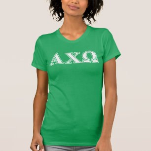 Alphi Chi Omega White en Green Letters T-shirt