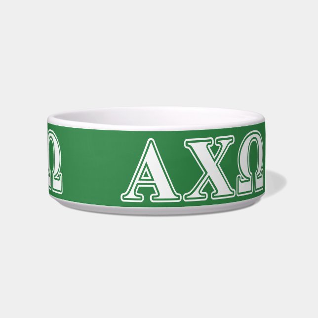 Alphi Chi Omega White en Green Letters Voerbakje (Rechts)