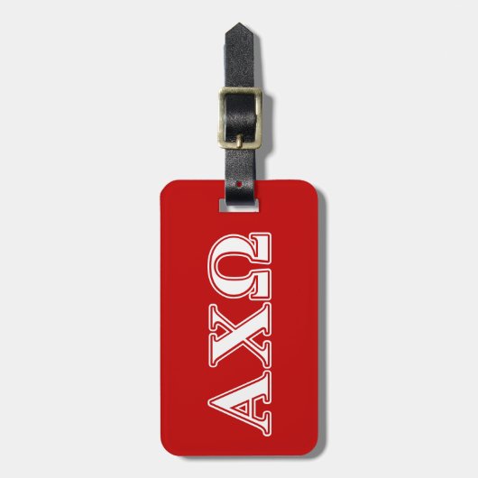 Alphi Chi Omega White en Red Letters Bagagelabel (Voorkant verticaal)