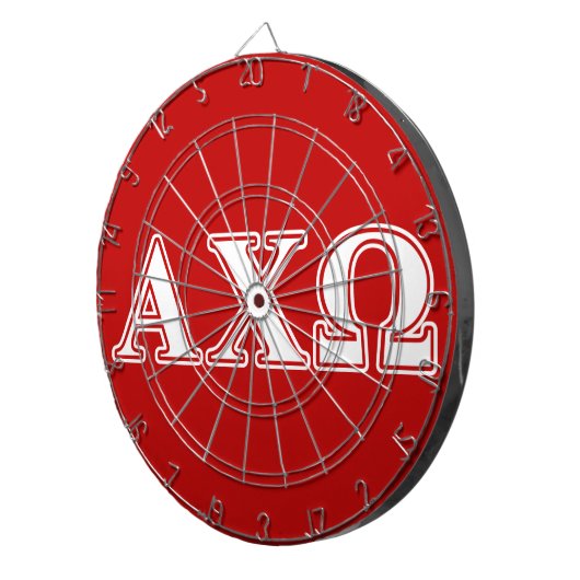 Alphi Chi Omega White en Red Letters Dartbord (Voorkant Rechts)