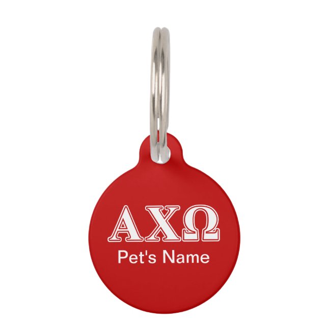 Alphi Chi Omega White en Red Letters Huisdierpenning (Achterkant)