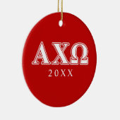 Alphi Chi Omega White en Red Letters Keramisch Ornament (Rechts)