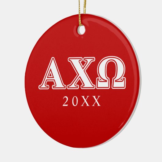 Alphi Chi Omega White en Red Letters Keramisch Ornament (Links)