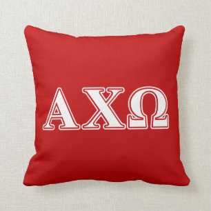 Alphi Chi Omega White en Red Letters Kussen