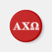 Alphi Chi Omega White en Red Letters Magneet (Voorkant)