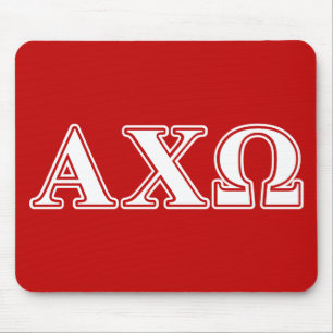 Alphi Chi Omega White en Red Letters Muismat