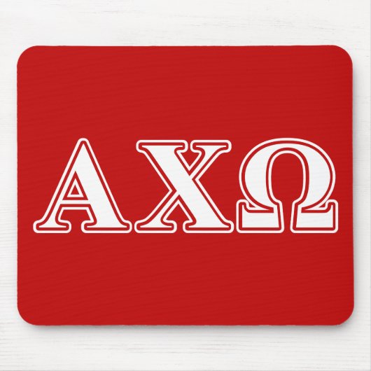 Alphi Chi Omega White en Red Letters Muismat (Voorkant)