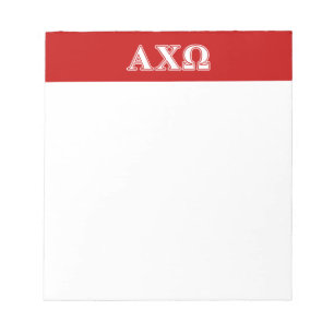 Alphi Chi Omega White en Red Letters Notitieblok